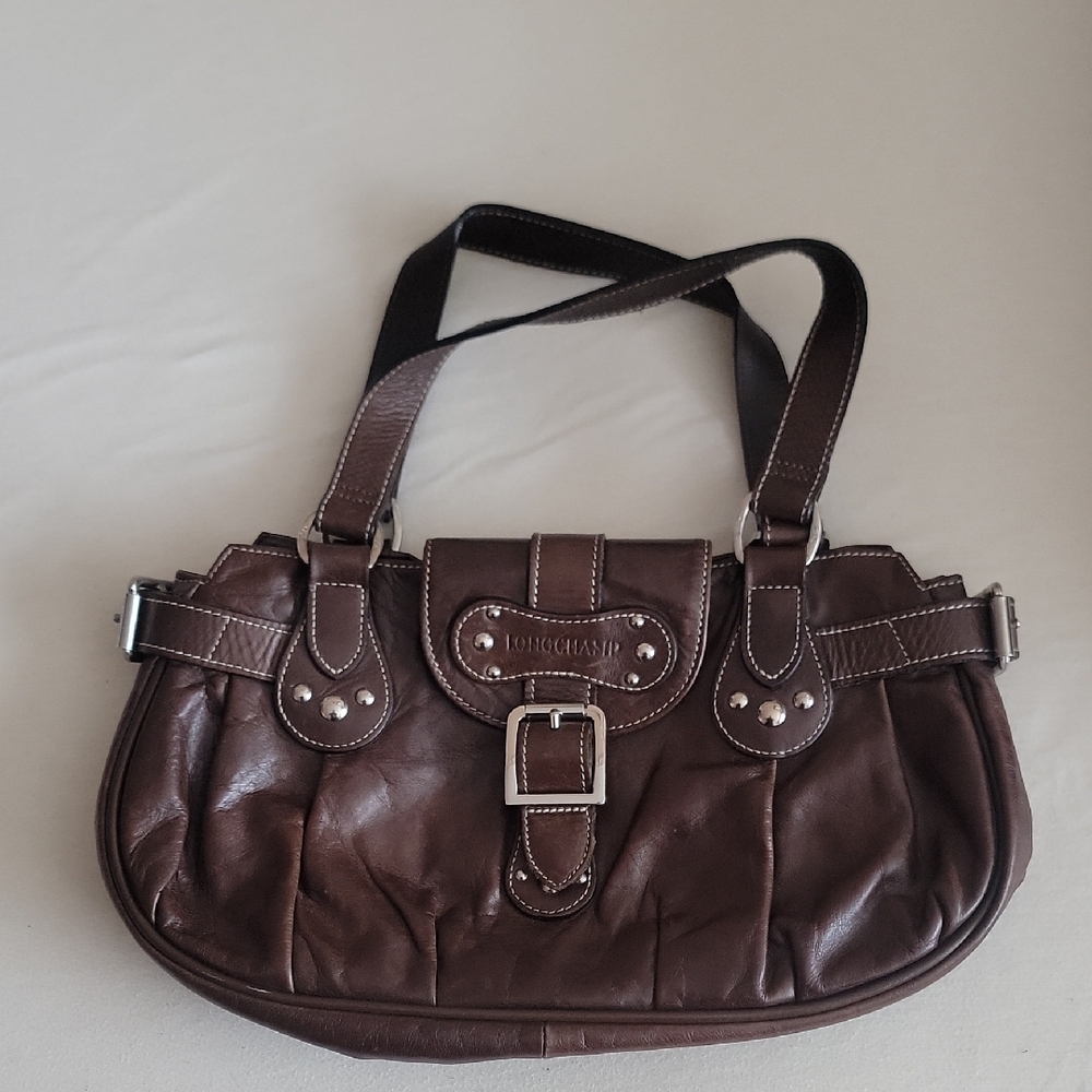 Longchamp Dark Brown Leather Shoulder Bag
